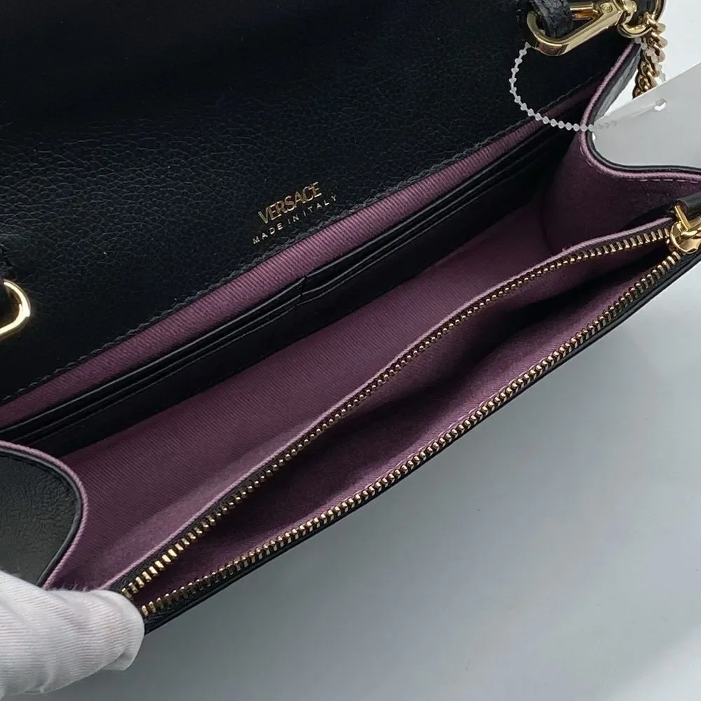 Versace La Medusa Tonal Leather Wallet Crossbody Bag